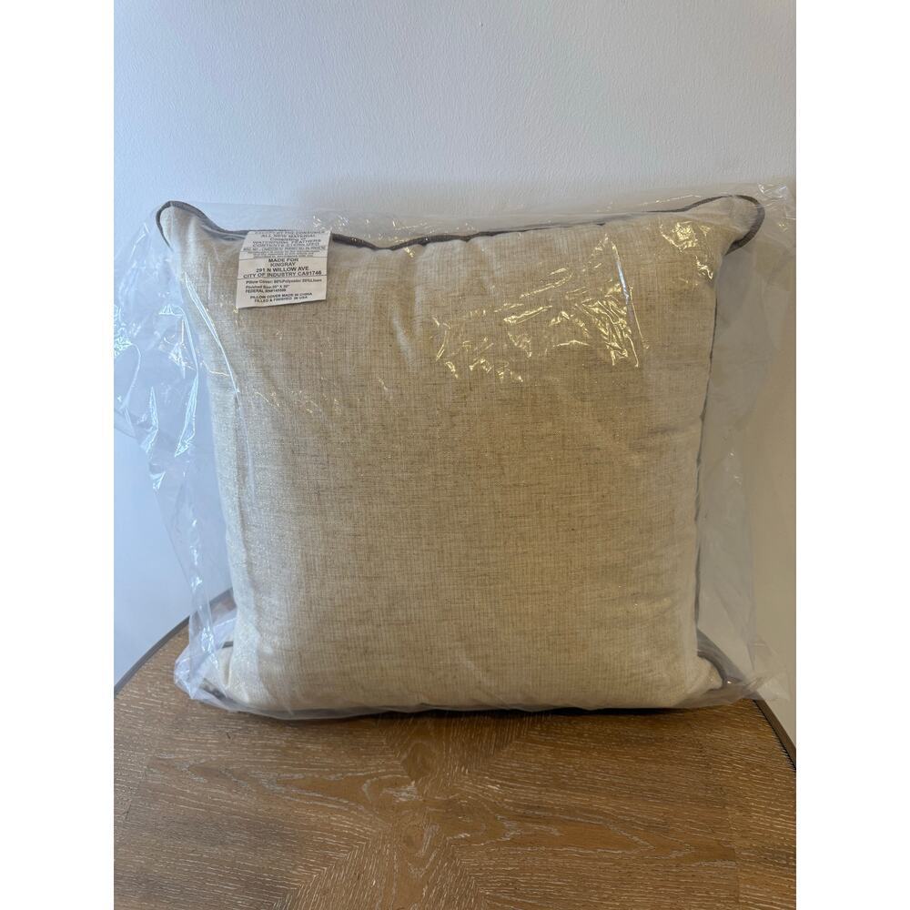 Kingray Decorative Throw Pillow Bird Floral Design Feather Fill 20x20 Linen - Picture 2 of 3